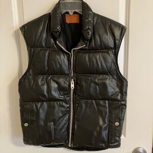 Men's Vintage Black Leather Vest - Outerwear